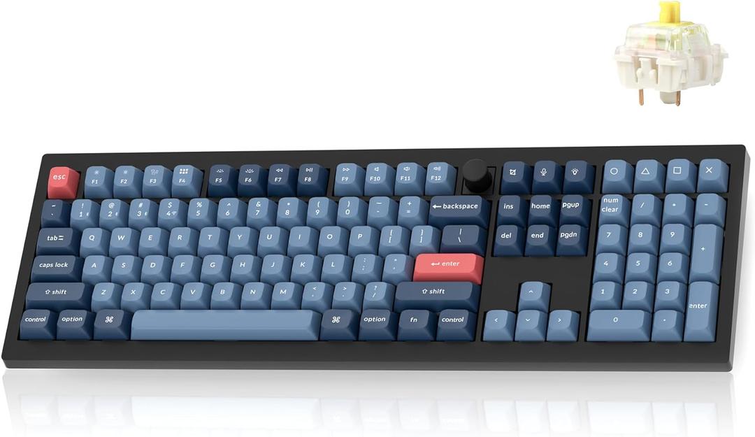 Keychron V6 Max Wireless Custom Mechanical Keyboard, 2.4 GHz Bluetooth QMK Full-Size Layout RGB with Hot-swappable Gateron Banana Switch Compatible with Mac Windows Linux (Hot-swap Gateron Jupiter Banana Switch)