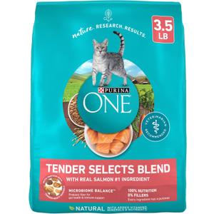 Purina ONE Natural Dry Cat Food, Tender Selects Blend With Real Salmon - 3.5 lb. Bag (EXP 06/30/27)