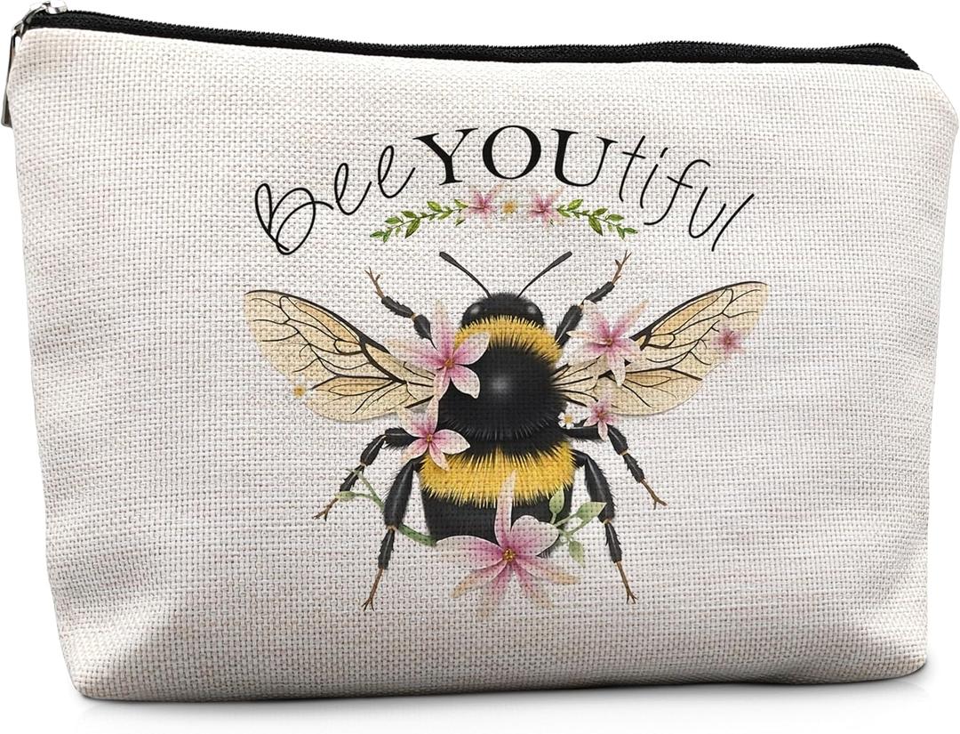 5 x Bee Gifts for Bee Lovers Small Makeup Bag, Bee Gifts for Women, Honey Bee Gifts Cosmetic Bags for Women, Bee You Tiful Bag Style C