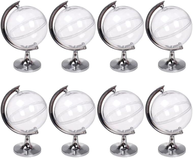 12pcs Mini Globe Boxes,Decorative Globe Candy Dispenser,Clear Candy Boxes,Globe Candy Holder,Earth Shaped Party Favor Containers,Trick or Treat Candy Container,Christmas Candy Containers (Silver)