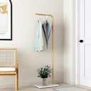 Metal Gold Coat Racks, Standing Coat Rack with Heavy Base, Modern Coat Tree with Crossbar and 3 Hooks, Entryway Coat Racks for Handbags, Clothing.(59inch)