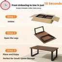 Walnut Folding Coffee Table, No Assembly Required for Small Spaces,35.5In | Easy Storage, Supports 240 lbs, Portable,Sturdy & Stable, Water-Resistant, Scratch-Resistant, low
