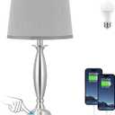 Seealle Lamps for Bedrooms - Touch Control Bedside Lamp with USB C+A, 3 Way Dimmable Nightstand Lamps with USB Port, Brushed Nickel Table Lamp for Living Room Guest Room Bed Side End Table(Single)