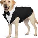 AOFITEE Dog Tuxedo Formal Dog Suit and Bandana Set, Gentle Dogs Wedding Party Suit Bow Tie Shirt, Tuxedo for Medium Dogs Costume Outfit with Detachable Bowtie Collar for Christmas Halloween Dress Up, Size L