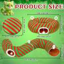 Christmas Cat Bed Tunnel, 3ft x 3ft x 9.8 Around Christmas Tree Cat Donut Tunnels Red Green Striped Mint Color Xmas Pattern with Kitten Gift Hanging Ball Decorations Cave for Xmas Tree Decor