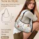 Crescent Bag for Women - Nylon Small Crossbody Bags for Women Adjustable Shoulder Strap Cute Waterproof, for Travel (White Floral)