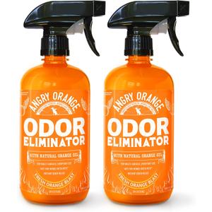 Angry Orange Pet Odor Eliminator for Strong Odor - Citrus Deodorizer for Strong Dog or Cat Pee Smells on Carpet, Furniture & Indoor Outdoor Floors - 2 Pack - Puppy Supplies