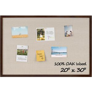 Fun Memories Cork Board Bulletin Board for Office, 20" x 30" Oak Wooden Framed Corkboard, Wall Mounted Notice Pin Board for School Home & Office, Dark Walnut