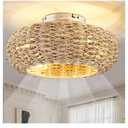 Boho Caged Ceiling Fans with Lights Flush Mount,Low Profile Ceiling Fan with Remote and APP,20 Inch Rattan Fan for Bedroom,6 Speeds Reversible Silent Fandalier (4 LED Bulb Include)