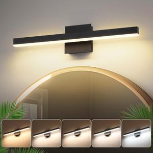 Joossnwell Vanity Light for Bathroom Lighting Fixtures Over Mirror 23.62 Inch Dimmable 5CCT Modern Vanity Lights Black Bathroom Light Bar Bath Wall Sconce ETL Certificated