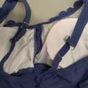 Charmo Maternity One Piece Swimsuit Scalloped Cut Out Ruched High Waisted Scoop Neck Pregnancy Bathing Suit (Large, Blue)