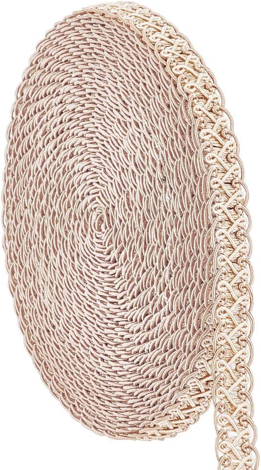 PH PandaHall 12m/13 Yards Polyester Braided Lace Trim, 15mm/0.6 inch Woven Braid Trim Sewing Centipede Lace Ribbon Decorative Gimp Trim for Curtain Upholstery Home Decoration Handicraft (Tan)