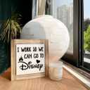 Inspirational Wood Signs, Box Wood Plaques Desk Dcor, Decorative Plaques and Signs, Rustic Office Decor Art, Motivational Office Desk Decor, Farmhouse House Decoration, I Work So We Can Go to Disney (5.9*5.9inch, Style 01)