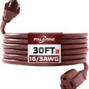 PALARINE 30ft Brown Outdoor Extension Cord Waterproof, UL Listed, 16/3 SJTW Heavy Duty 3 Prong, 16 Gauge 13A Power Cord Ideal for Indoor Outdoor Lights, Appliances, and Lawn