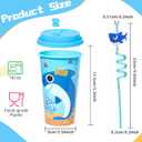 AFZMON 24 Sets Shark Party Favors Goodie Cups With Lids and Silly Straws Bulk, Shark Birthday Decorations for Kids Bags Stuffers Gifts