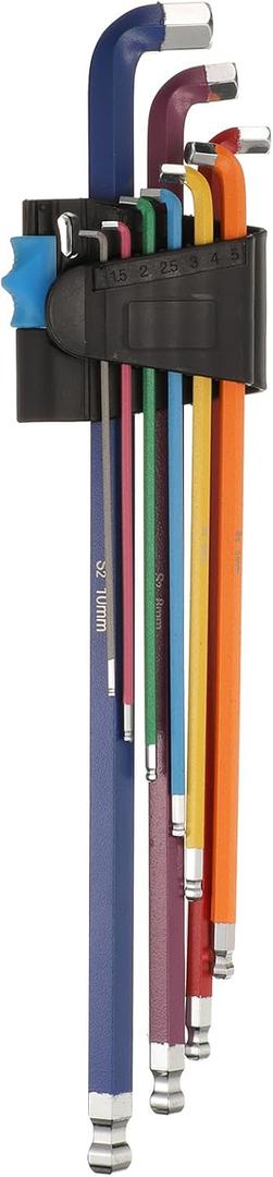 HARFINGTON 9pcs Ball End Hex Key Wrench Set 1.5/2/2.5/3/4/5/6/8/10mm S2 Steel L-Shape Hexagon Metric Wrenches Repairing Tool for Home Repair