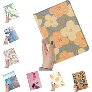 Floral Case for iPad A16 2025 (11th Gen, 11")/ iPad 10th Generation 2022 10.9" Case Flower Pattern Cute Slim Leather Folio Smart Cover with Pencil Holder Auto Sleep/Wake (Color E)