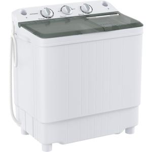 Portable Washing Machine Twin Tub 9.9 Lbs Capacity, (7.7 Lbs) and Spinner(2.2 Lbs) Combo Mini Compact Laundry Washer for Home, Apartment, Camping, RVs and Dorms, Black/White