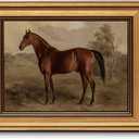 VIYYIEA Gold Framed Canvas Art Prints,8x10Inch, Country Horse Art Painting, Vintage Retro Decor for Bathroom Bedroom Living Room shelf bookshelf Fireplace, Rustic Farmhouse Picture