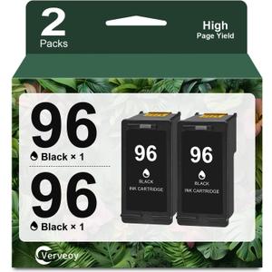 96 96XL Remanufactured Ink Cartridge 2-Pack Compatible for HP 96 C9348FN Black Ink Cartridge for Deskjet 6940 5740 5940 6520 6540 Officejet 7210 7310 Photosmart 2605 2608 Printer Ink (2-Pack, Black)