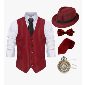Gionforsy 1920s Mens Costume Gatsby Gangster Costume Accessories Set 20s Hat Bow Tie