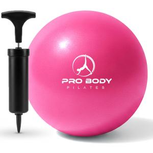 ProBody Pilates Small Exercise Ball with Pump - 9 Inch Workout Ball for Stability, Barre, Yoga, Core & Physical Therapy (Pink)