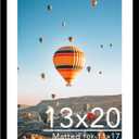 JCJMY 13x20 Picture Frame with 11x17 Mat, Display Photo 11x17 with Mat or 13 x 20 Without Mat, Wall Hanging Large 13 by 20 Poster Frame with Plexiglass, Black