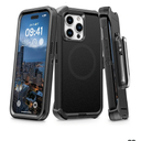 For iPhone 13 Pro & 14 Pro Case with Belt Clip Holster, Anti-Shock, Anti-Slip, Compatible with MagSafe, 3-Layer Drop Protection, Heavy Duty Magnetic Phone Case Cover 14 Pro, 6.1", Black