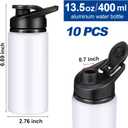 Mimorou 10 Pieces 13.5 oz Reusable Aluminum Water Bottles Bulk Outdoor Sports Water Bottles Multipack Travel Bottles for Gym, Hiking, Cycling, Camping, Fishing, Snap Lid(White)