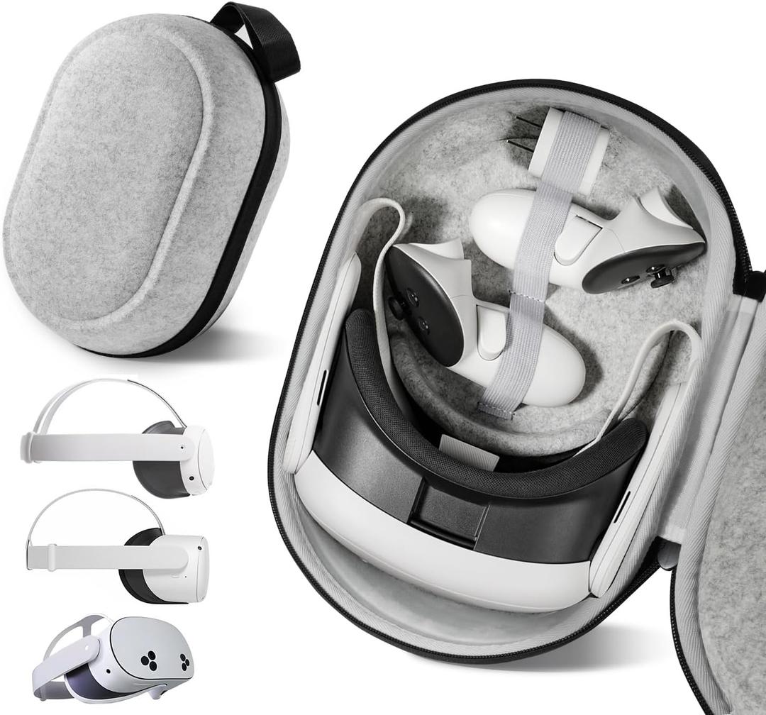Large Space Carrying Case Compatible with Meta Quest 3S/Quest 3/Quest 2/Vision Pro VR Gaming Headset Original/Elite Head Strap and Controller Accessories, Hard Bag for Travel and Home Storage