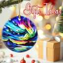 Christmas Ornaments, 2.8 Inch Ceramic Hanging Ornament, Christmas Tree Ornaments, Xmas Decorations, Holiday Decorations, Holiday Party Gifts, and Xmas Gift Ideas - Aurora Borealis