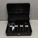 Amazon Basics Cash Box with Lock Key and Money Organizer Tray, 3.54'' H x 11.81'' W x 9.45'' D, Black