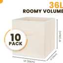 Criusia Large Storage Cubes, 13 Inch Cube Storage Bins for Shelves Closet Nursery Bedroom - 10 Pack Collapsible Storage Baskets with Handles - Fabric Bins for Organizing Clothes Blanket Toys (Beige)
