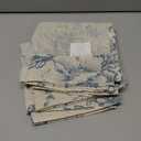 jinchan Linen Kitchen French Floral Tier Curtains 30 Inch Farmhouse Vintage Cafe Small Window Rustic Half Window Curtains for Living Room Bathroom 2 Panels Blue on Beige