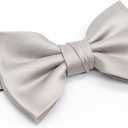 OCIA Mens Pre-tied Solid Bowtie Adjustable Formal Tuxedo Bow Tie for Wedding Party (Gray)