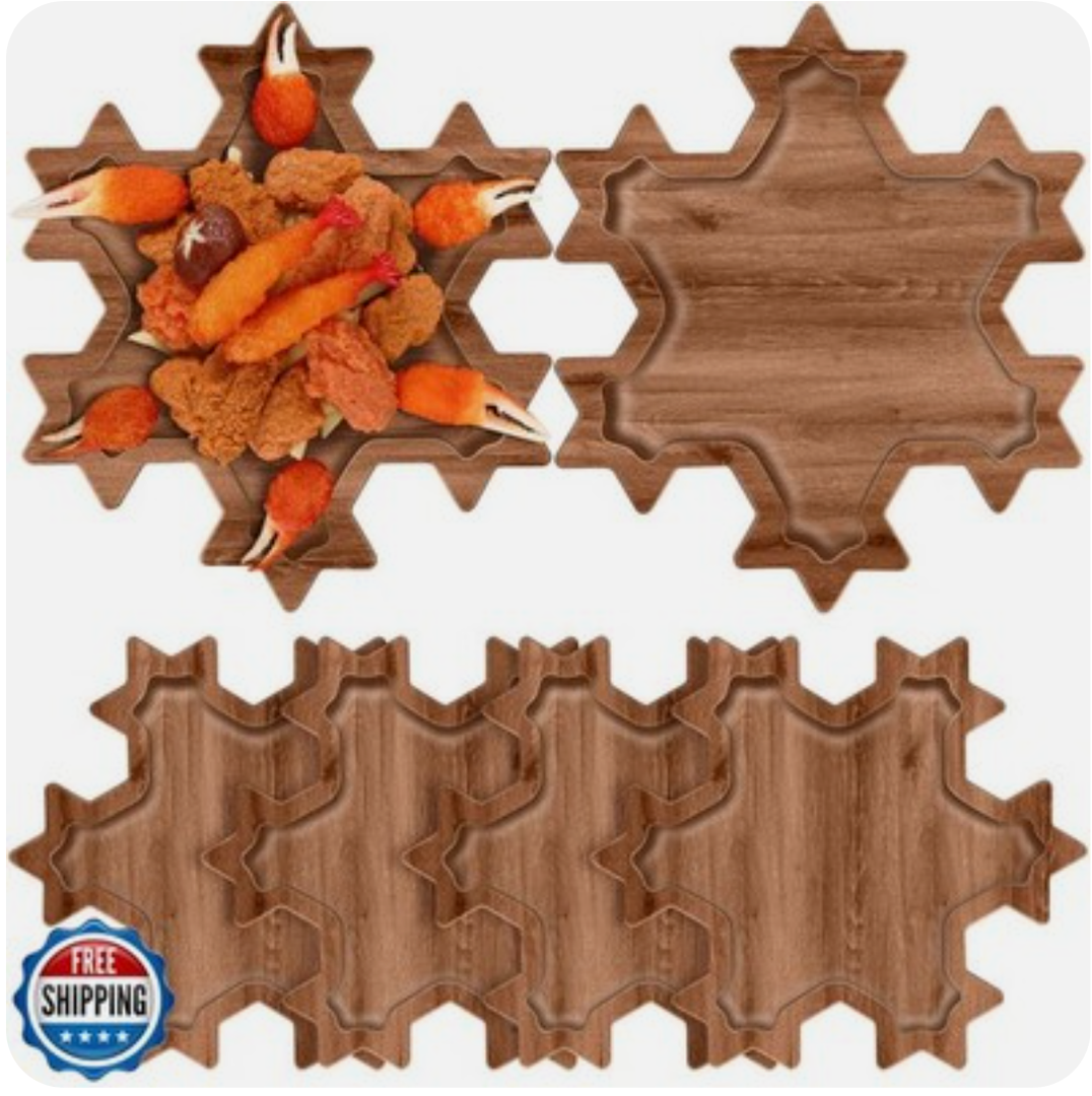 Ziliny 6 Pcs Christmas Appetizer Platter 12 Inch Christmas Cutting Board Acacia