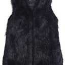 Youhan Women's Faux Fur Vest Coat Sleeveless Jacket (Large, Black)
