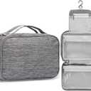 Etercycle Toiletry Bag for Women Men, Waterproof Hanging Toiletry Bags for Traveling, Portable Foldable Travel Wash bag with Hanging Hook, Shaving Bag for Bathroom Shower- Gray