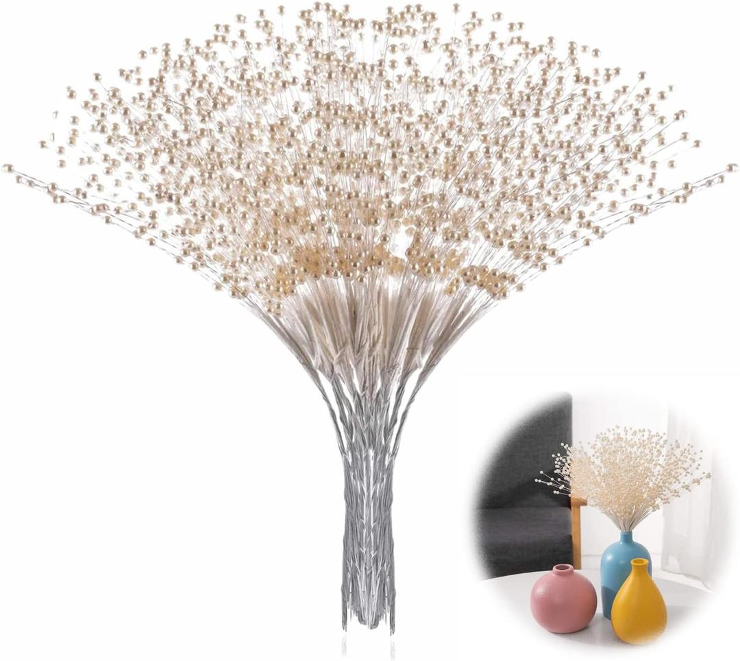 XINHUIDALSQ 100Pcs Bridal Wedding Pearl Bouquet Party Decoration Pearl String Beaded Garland  Beads Garlands Wedding Party Decoration DIY Accessories for Christmas (Ivory)