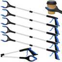 6 Pack 32 Inch Commercial Trash Grabber for Elderly Assist, Heavy Duty Lightweight Reacher with Ergonomic Handle & Non-Slip Grip, Multi-Use Outdoor Home Garden Cleanup Mobility Aid Tool (Blue)