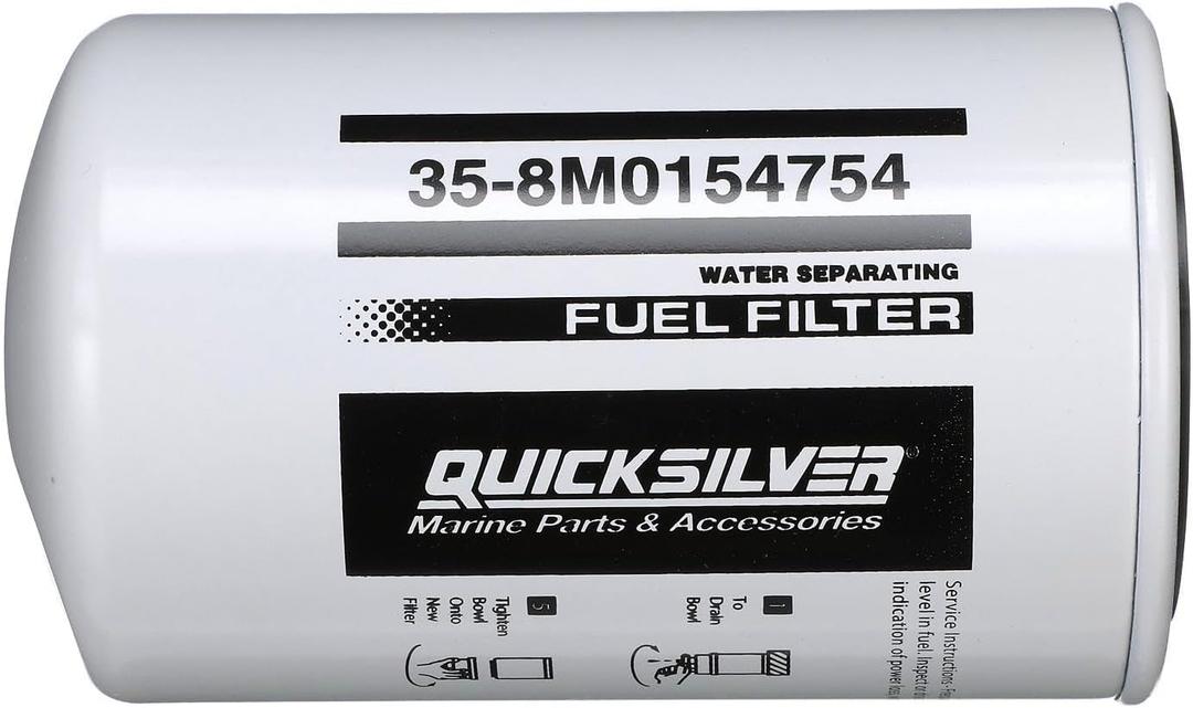Quicksilver 8M0154754 Water Separating Fuel Filter for Select Yamaha 2-Stroke and 4-Stroke Outboards Quicksilver 8M0154754 Water Separating Fuel Filter for Select Yamaha 2-Stroke and 4-Stroke Outboards