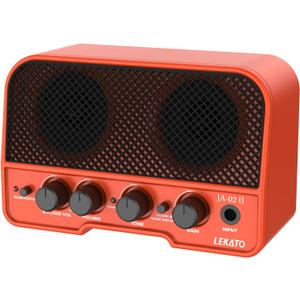 LEKATO Mini Guitar Amp Rechargeable Electric Guitar Amplifer 5W, Clean/Overdrive Channels,Portable Small Amp for Guitarist Practice,Orange