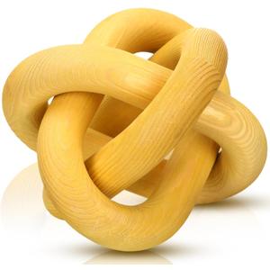 3 Link Wood Knot Decor Rustic Home Dcor Accents Hand Carved Coffee Table Decoration, Boho Chain Link Decoration, Modern Shelf, Rustic Objects for Home Living Room Bedroom(Yellow)