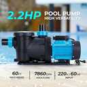 In/Above Ground Pool Pump, High Flow Powerful Self Priming Pool Pump, 2.2HP 6950 GPH 220V -1