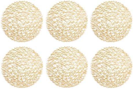 DII Woven Paper Tabletop Collection Holiday or Event Décor, Reversible Round Placemat Set, 15" Dia, Gold, 6, Piece