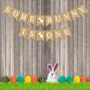 Jute Burlap Some Bunny Is One Banner Easter Spring Boy Girl 1st Birthday Party Decoration Supply
