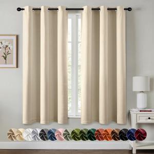 MIULEE Cream Beige Blackout Curtains for Bedroom Living Room 54 Inches Long 2 Panels, Thermal Insulated Room Darkening Drapes Grommet Noise Reducing Light Blocking Window Treatments 40x54 Inch