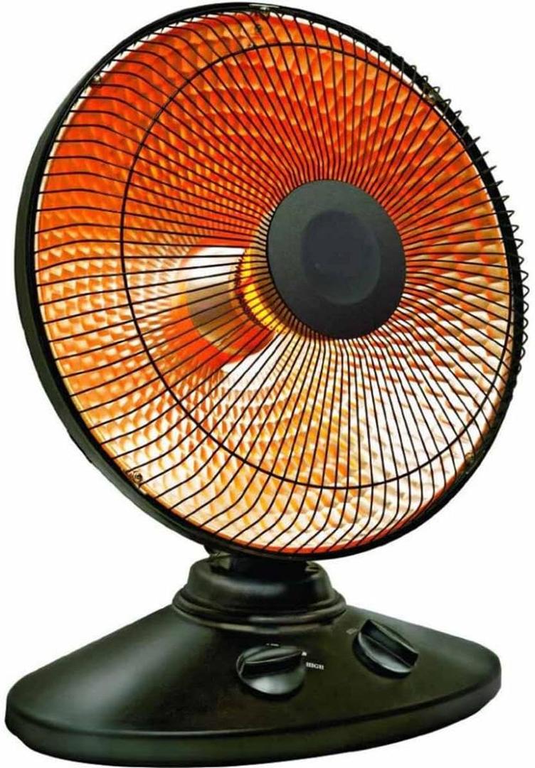 EZ-HEAT 1,000-Watt Indoor Parabolic Dish Space Heater with 70-degree Wide Oscillation and Dual Heat Settings, Adjustable Tilt, Tip Over Switch & Overheat Protection Sensor, MT-BFGD-8C