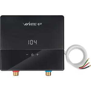 Electric Tankless Water Heater 3.5kW 110~120V, WINTEMP Provides hot water on demand without a storage tank, featuring self-adjusting temperature control, digital display and overheating protection