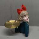 Girl Figurine Decor Resin Decoration Creative Ornament Figure Art Sculptures and Statues for Home Office Living Room Table, Bow with Tray Green